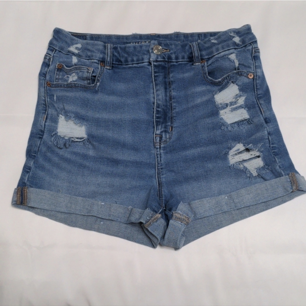 SOLD BUNDLE of 3 American Eagle Curvy Hi-Rise Shortie Shorts sz 14 - Picture 3 of 10